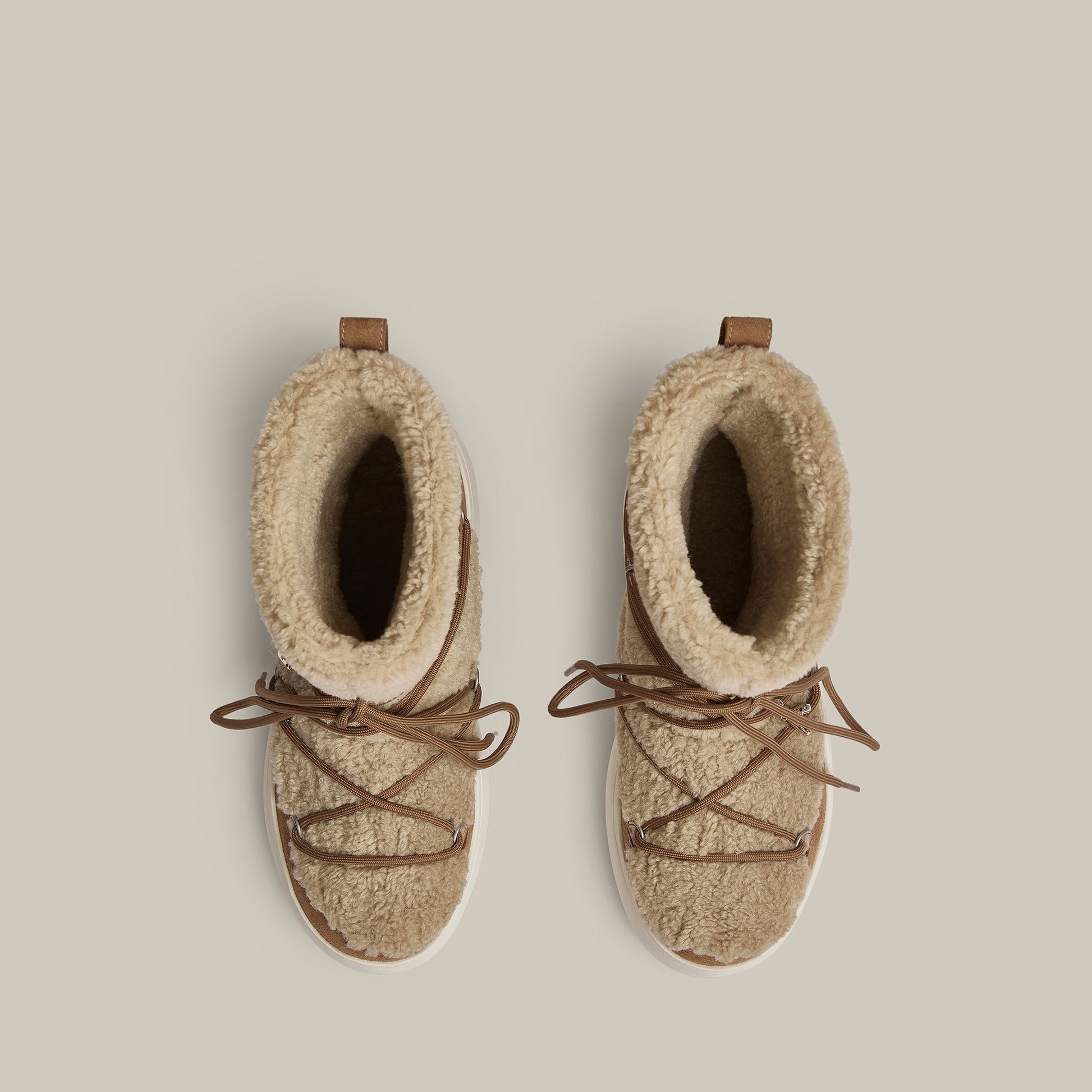 BURGER PLATFORM BEIGE TEDDY SNOW BOOTS 65mm