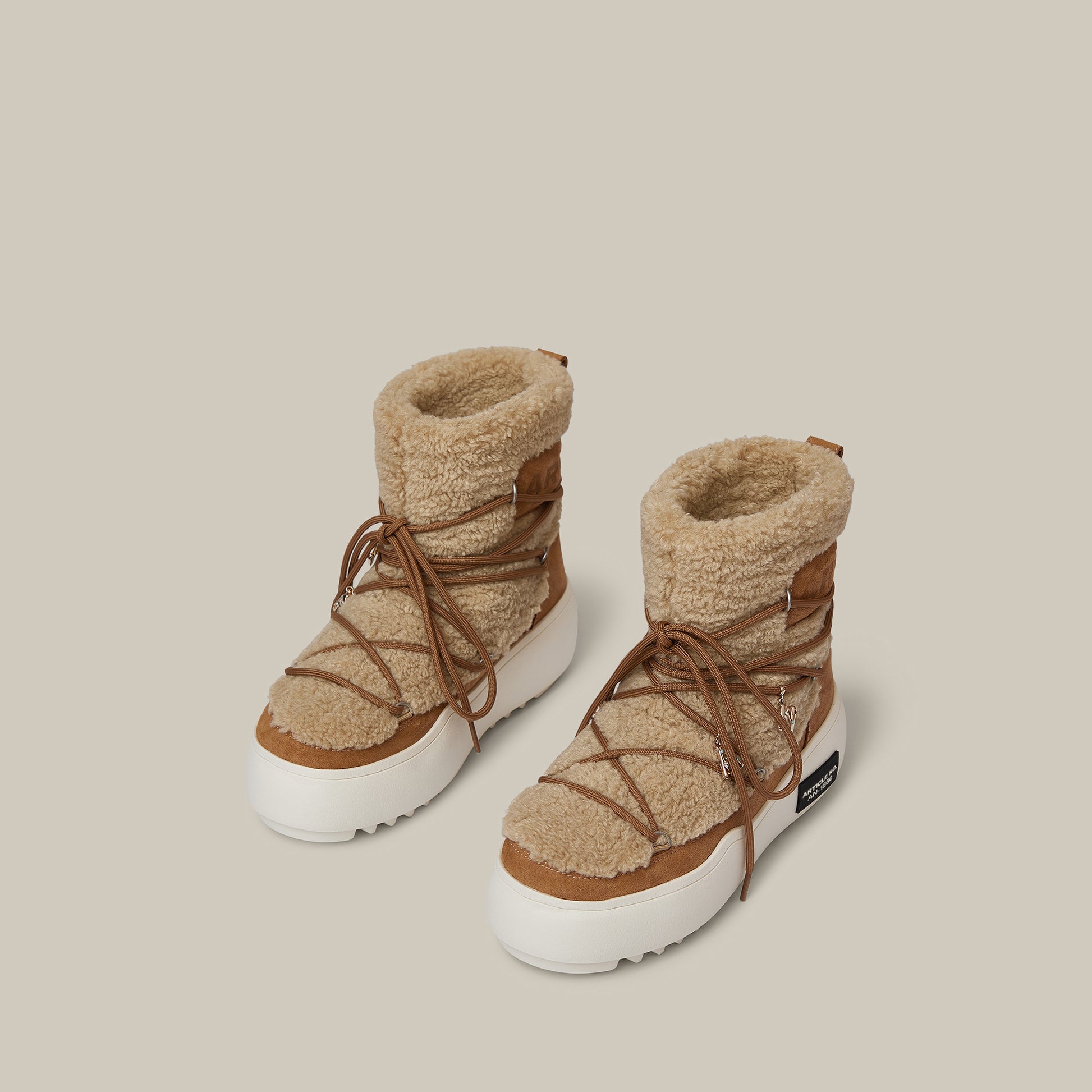 BURGER PLATFORM BEIGE TEDDY SNOW BOOTS 65mm