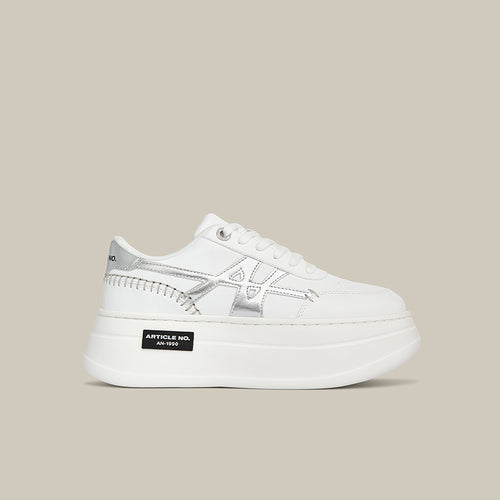 60 PLATFORMLTE WHITE AND SILVER SNEAKERS