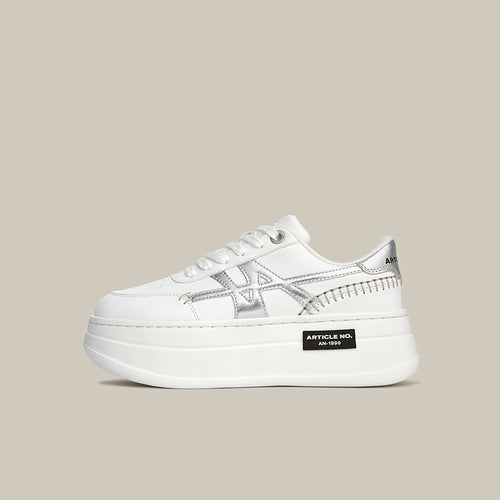 60 PLATFORMLTE WHITE AND SILVER SNEAKERS