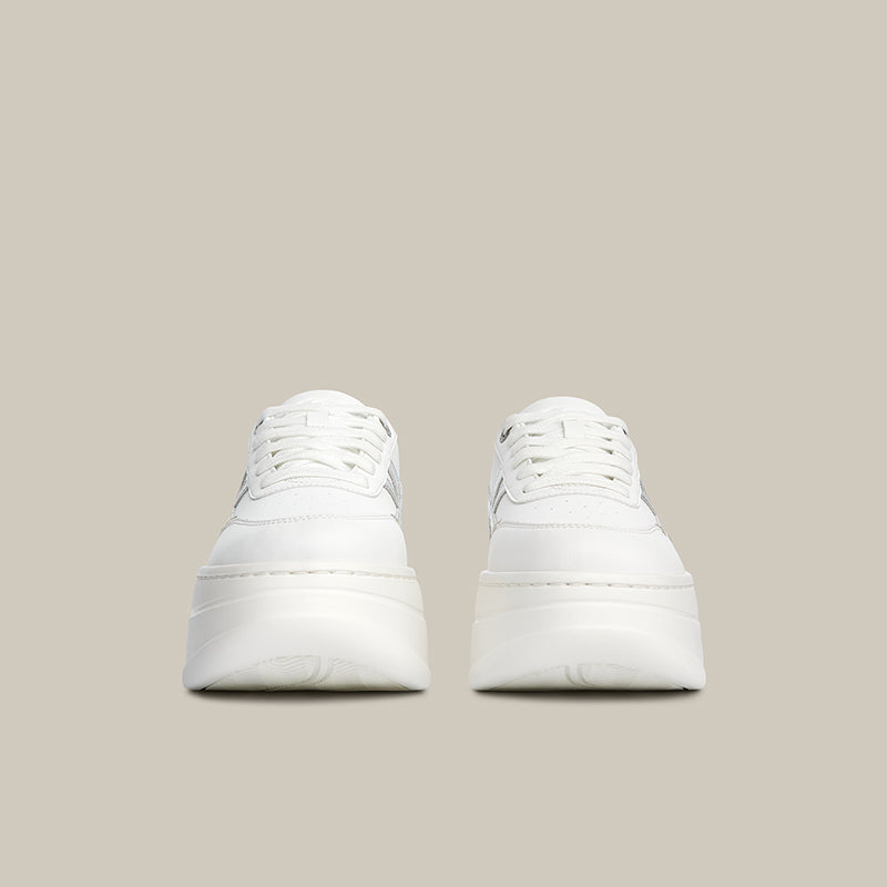 60 PLATFORMLTE WHITE AND SILVER SNEAKERS