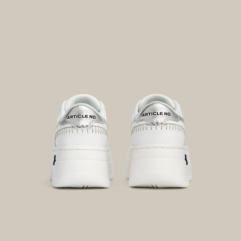 60 PLATFORMLTE WHITE AND SILVER SNEAKERS