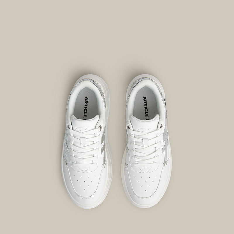 60 PLATFORMLTE WHITE AND SILVER SNEAKERS