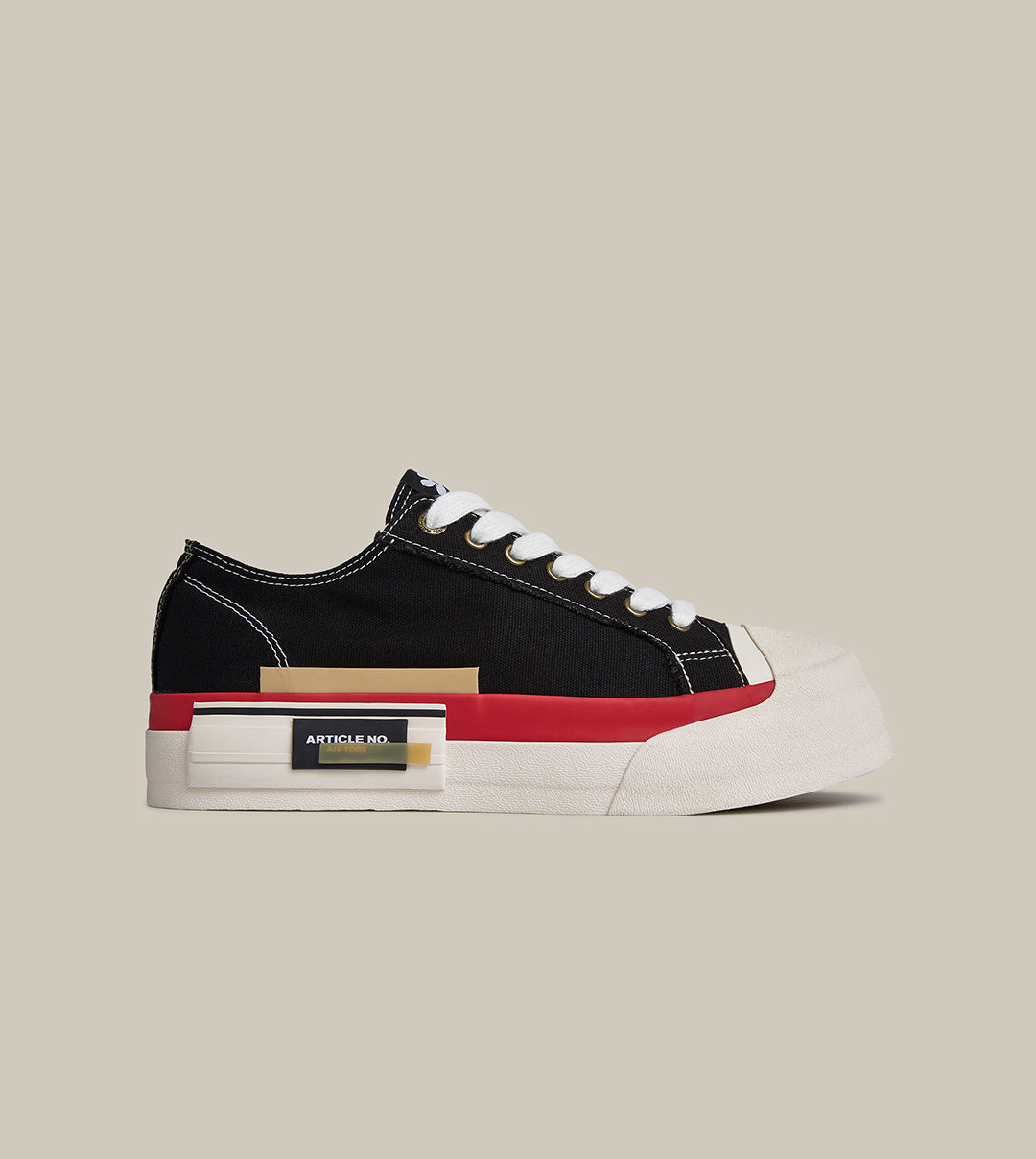 O.G. CLASSIC DECONSTRUCTED CANVAS BLACK LOW-TOP SNEAKERS