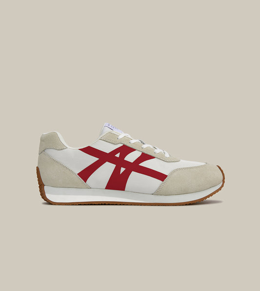 DUNE LOW-TOP KHAKI AND RED LOGO RUNNER