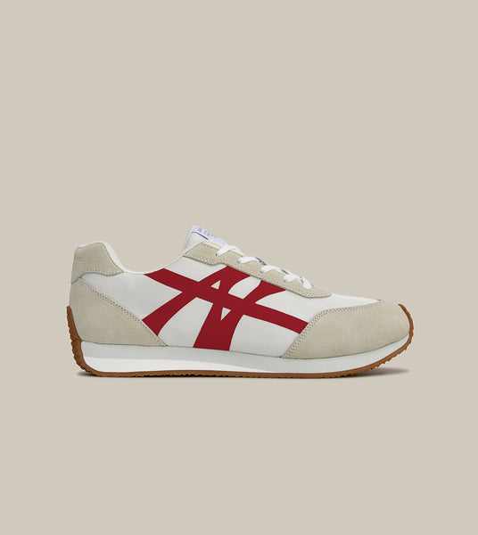 DUNE LOW-TOP KHAKI AND RED LOGO RUNNER