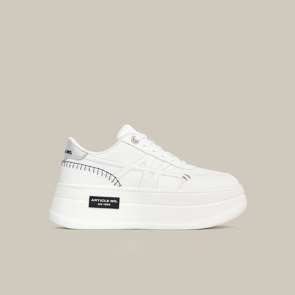 60 PLATFORMLTE WHITE AND SILVER SNEAKERS