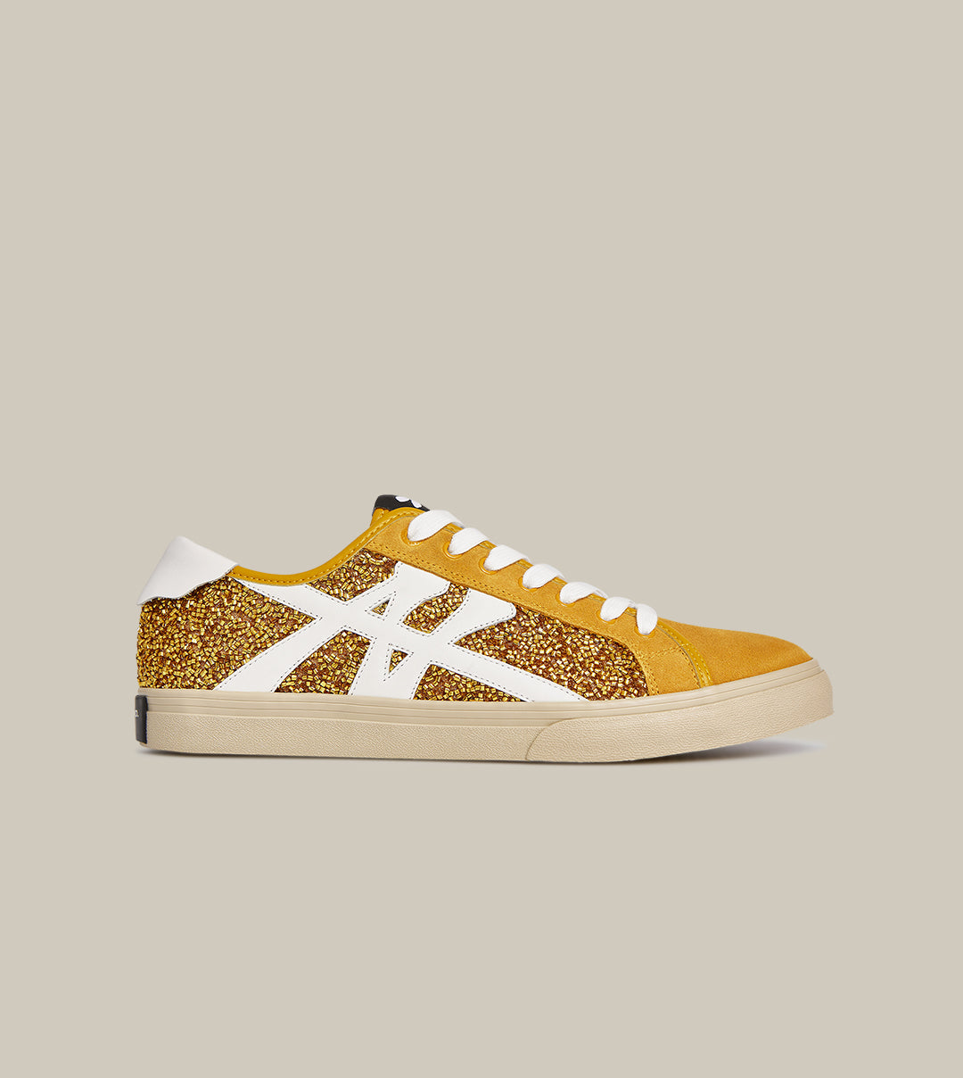 O.G. CLASSIC LOGO GLITTER SNEAKERS IN YELLOW