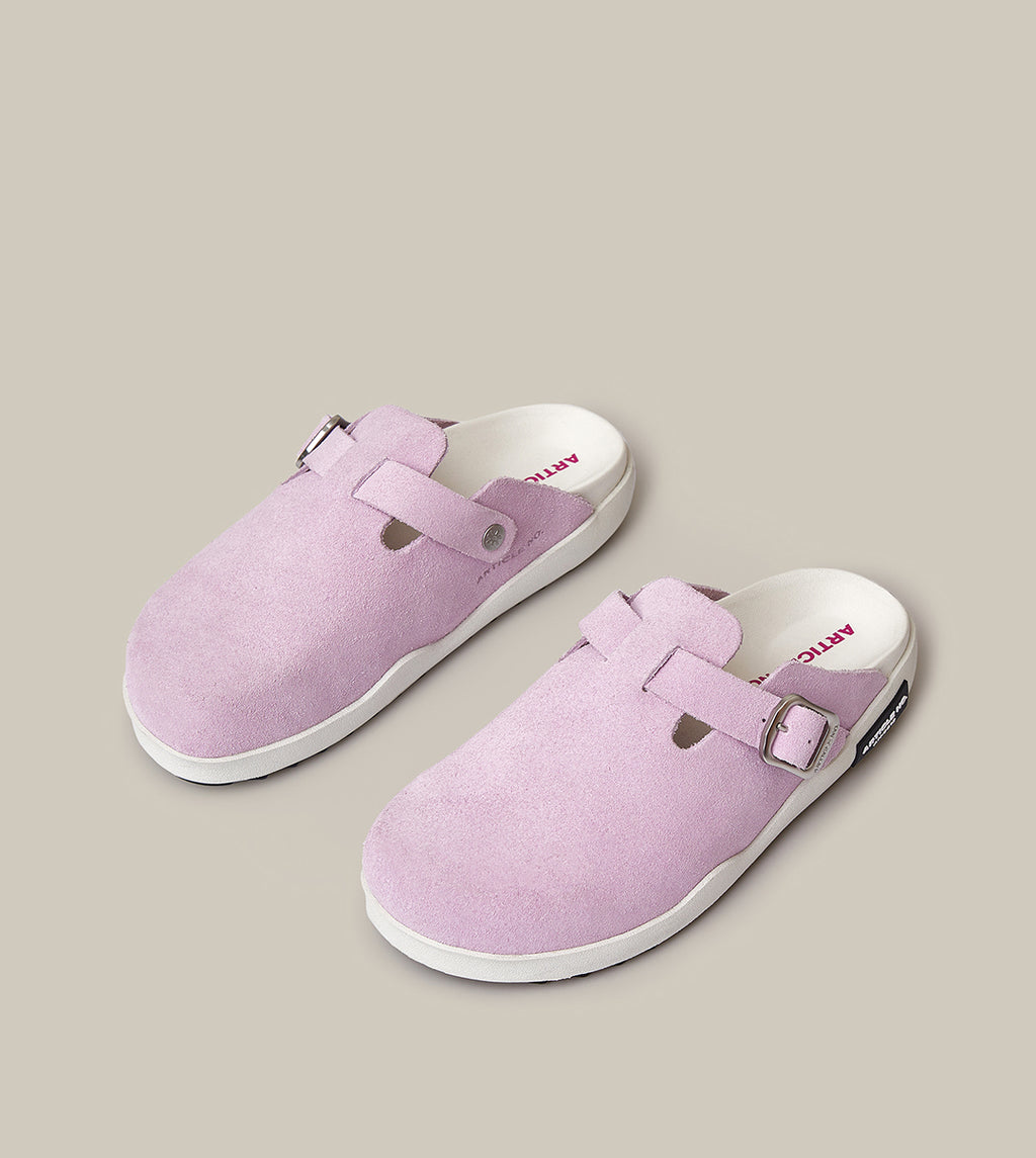 VAGABOND SUEDE LIGHT PINK DRIFT CLOGS