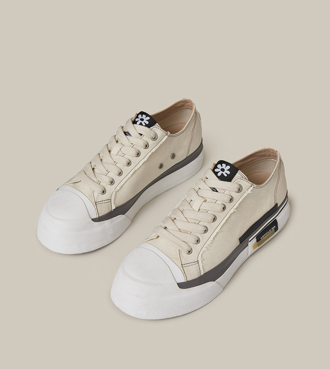 O.G. CLASSIC DECONSTRUCTED CANVAS ECRU LOW-TOP SNEAKERS