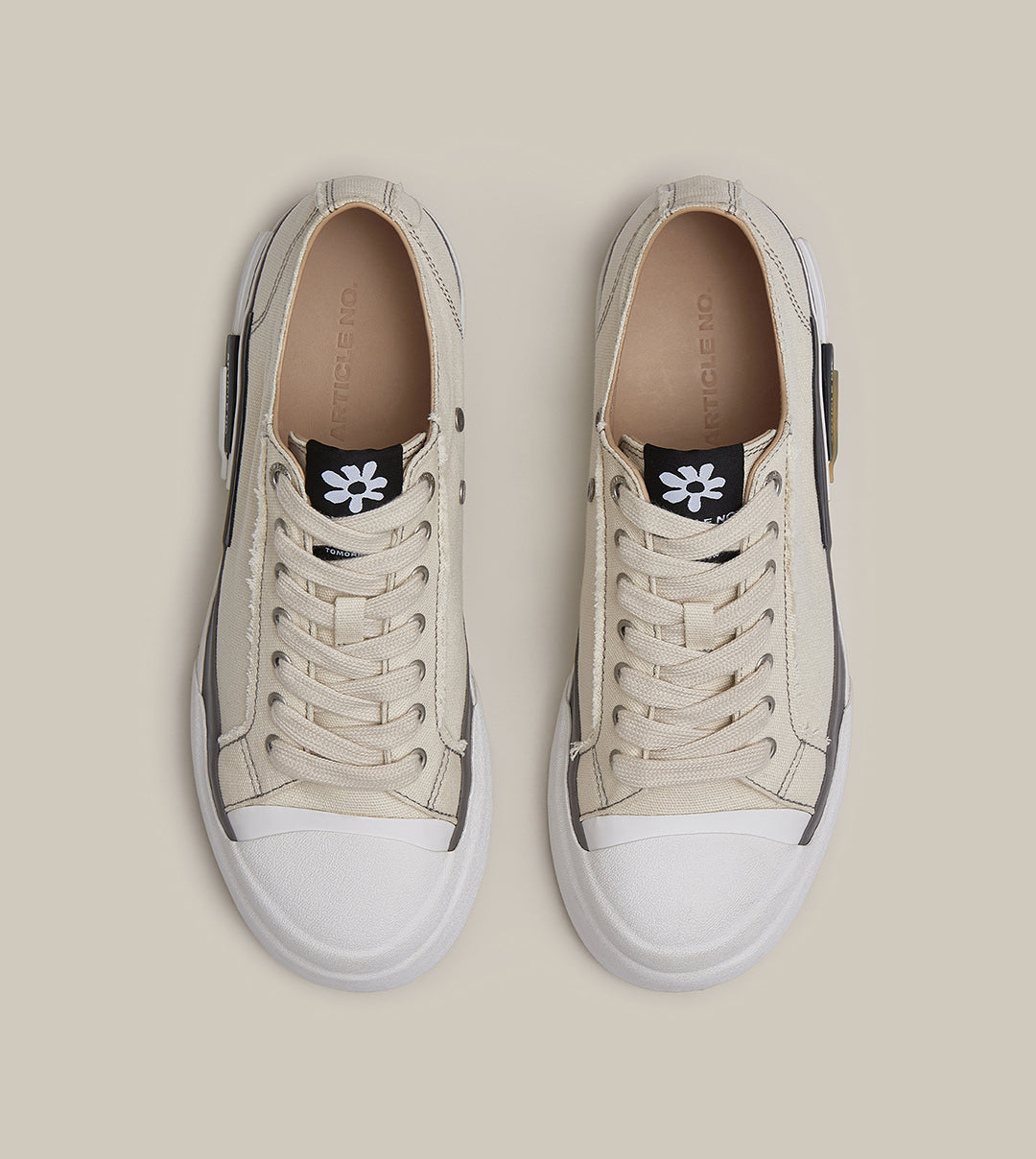 O.G. CLASSIC DECONSTRUCTED CANVAS ECRU LOW-TOP SNEAKERS