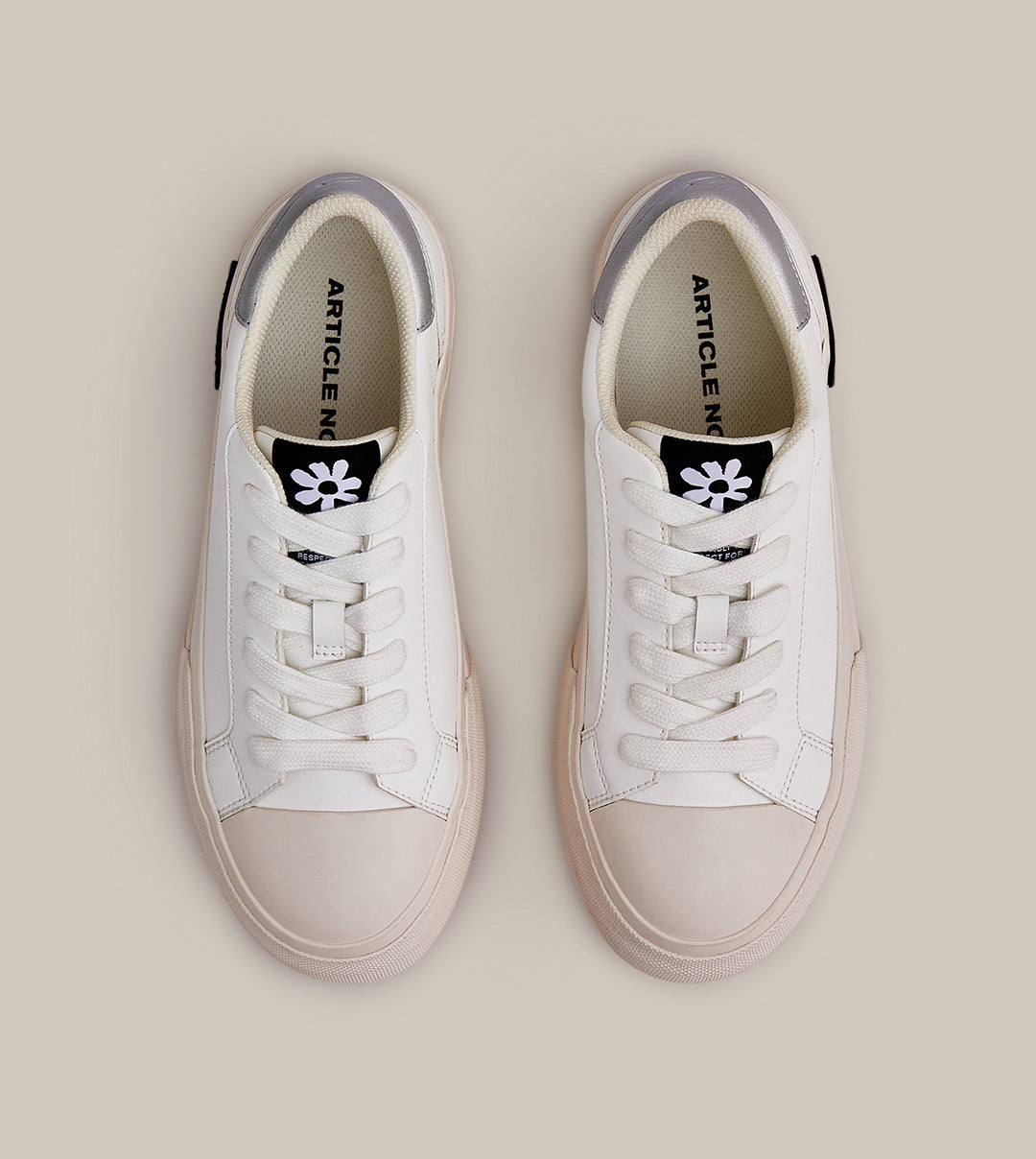 O.G. CLASSIC PLATFORM WHITE SNEAKERS IN SILVER TAIL