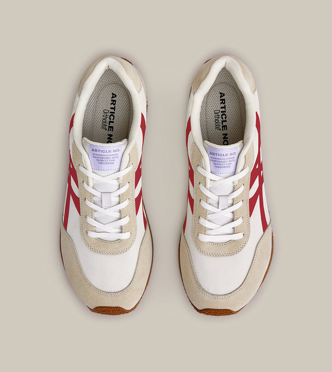DUNE LOW-TOP KHAKI AND RED LOGO RUNNER