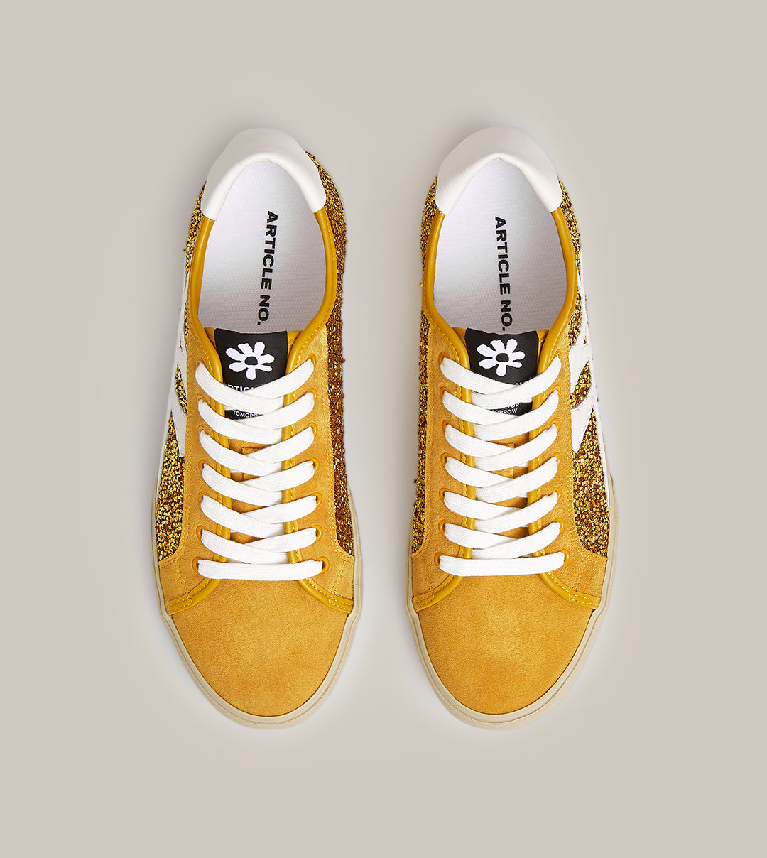 O.G. CLASSIC LOGO GLITTER SNEAKERS IN YELLOW