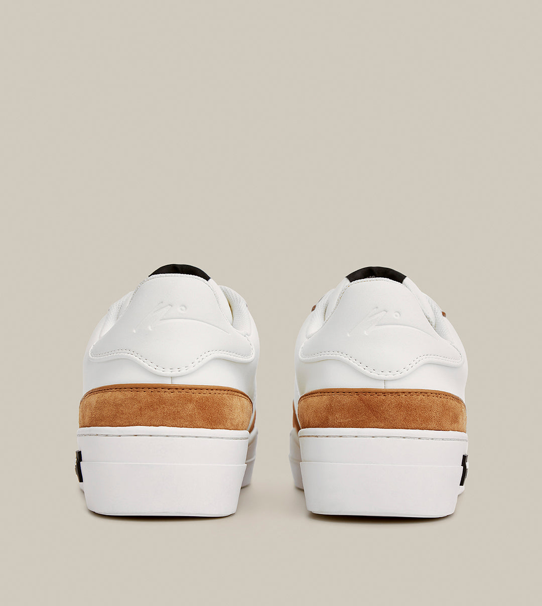 DOWNTOWN LOW-TOP WHITE AND BROWN SNEAKERS