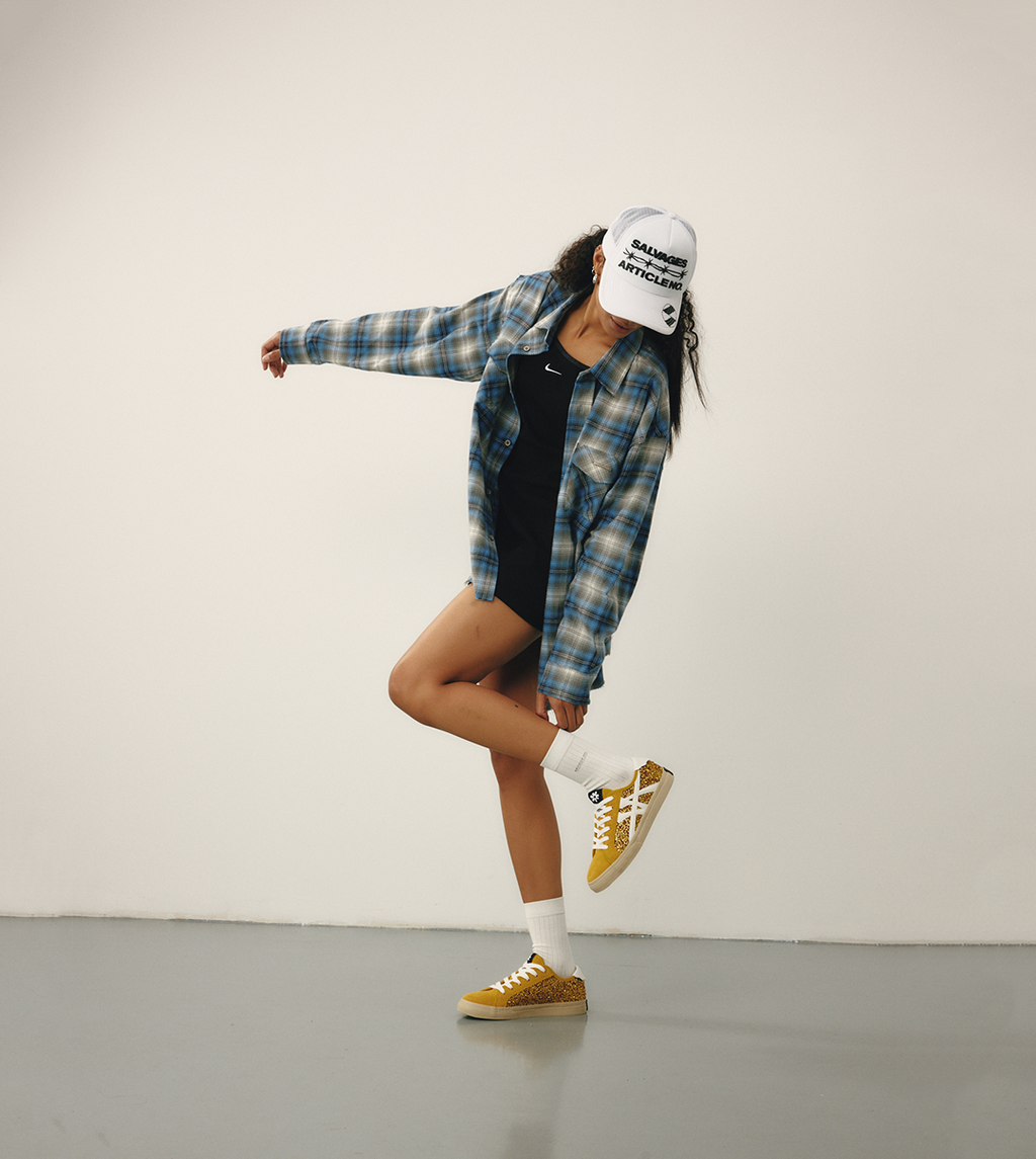 O.G. CLASSIC LOGO GLITTER SNEAKERS IN YELLOW