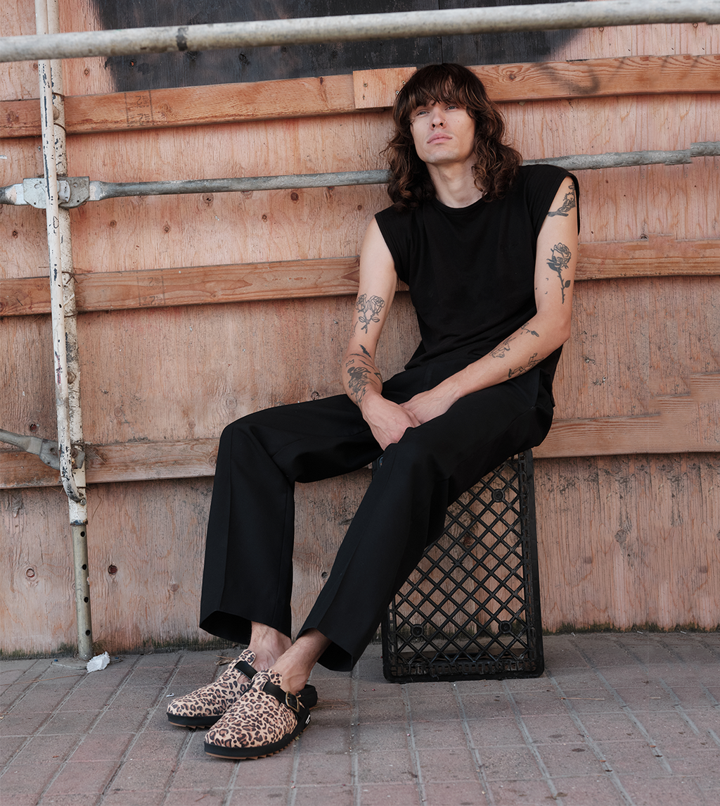 VAGABOND LEATHER LEOPARD DRIFT CLOGS