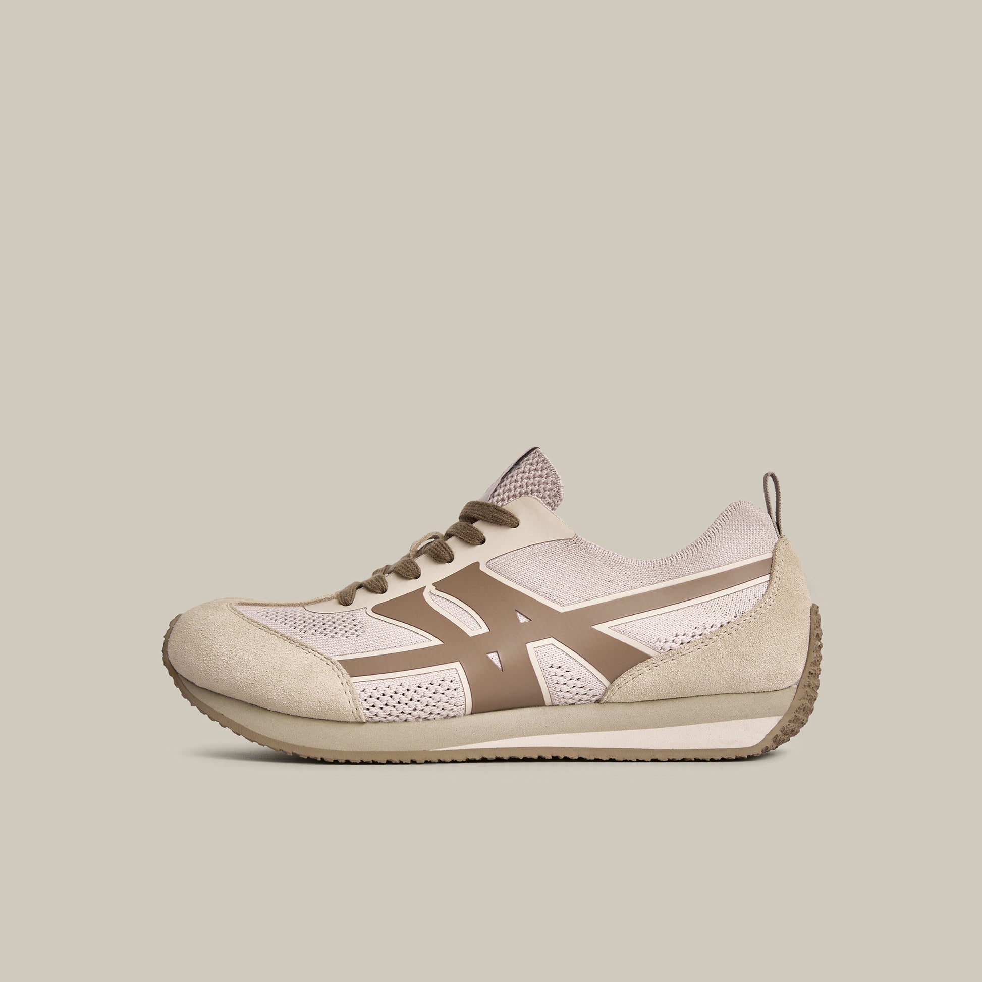 DUNE LOW-TOP KHAKI FLYKNIT LOGO RUNNER