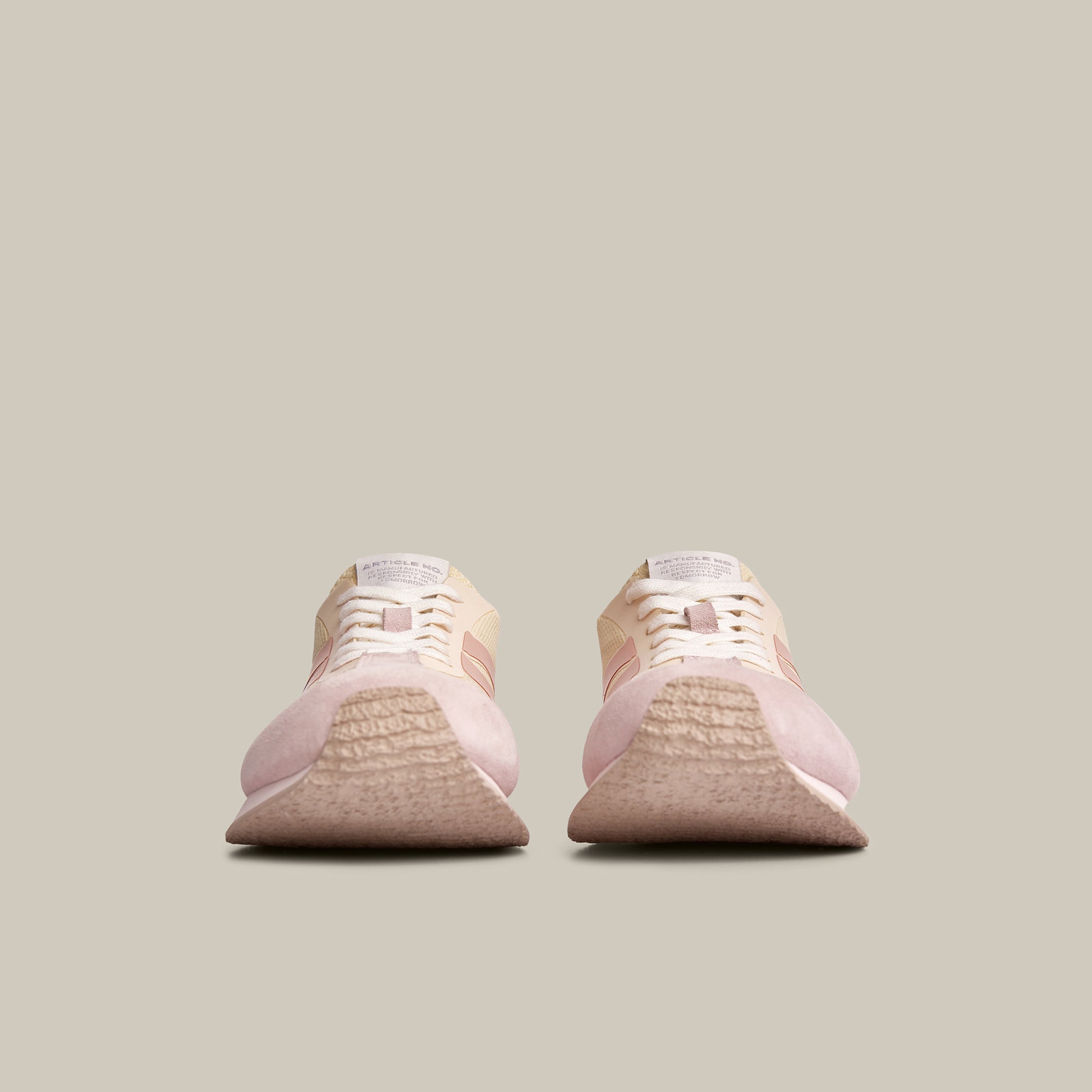 DUNE LOW-TOP PINK AND TAUPE FLYKNIT LOGO RUNNER