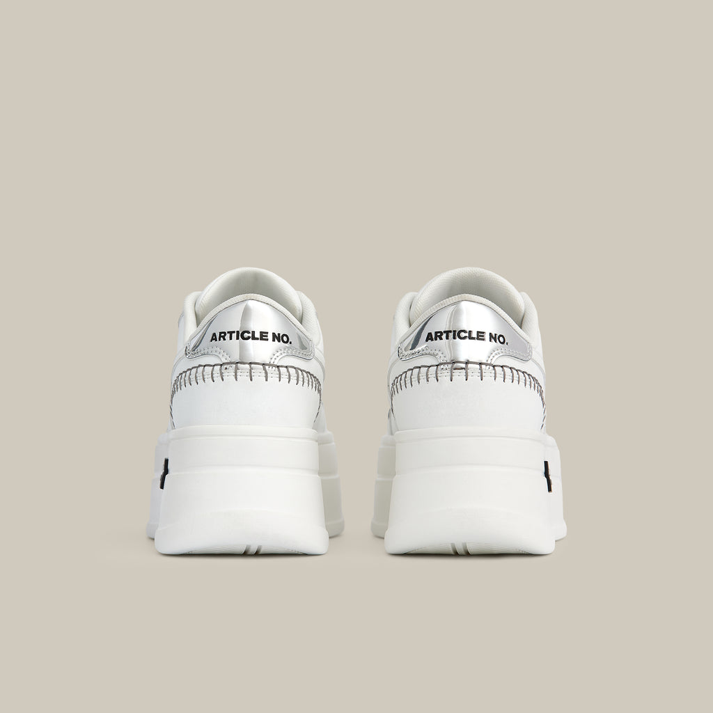 60 PLATFORMLTE WHITE AND SILVER SNEAKERS