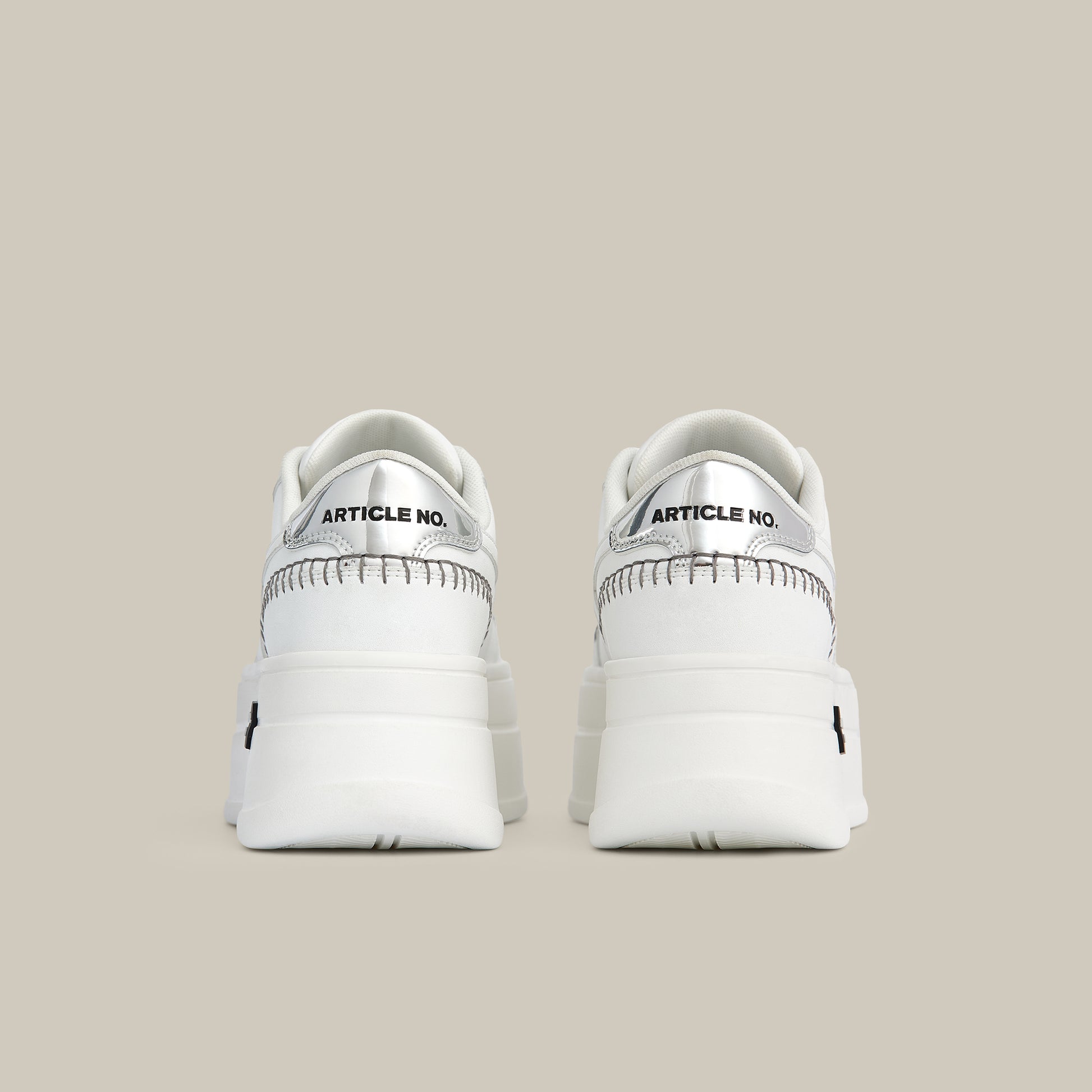 60 PLATFORMLTE WHITE AND SILVER SNEAKERS